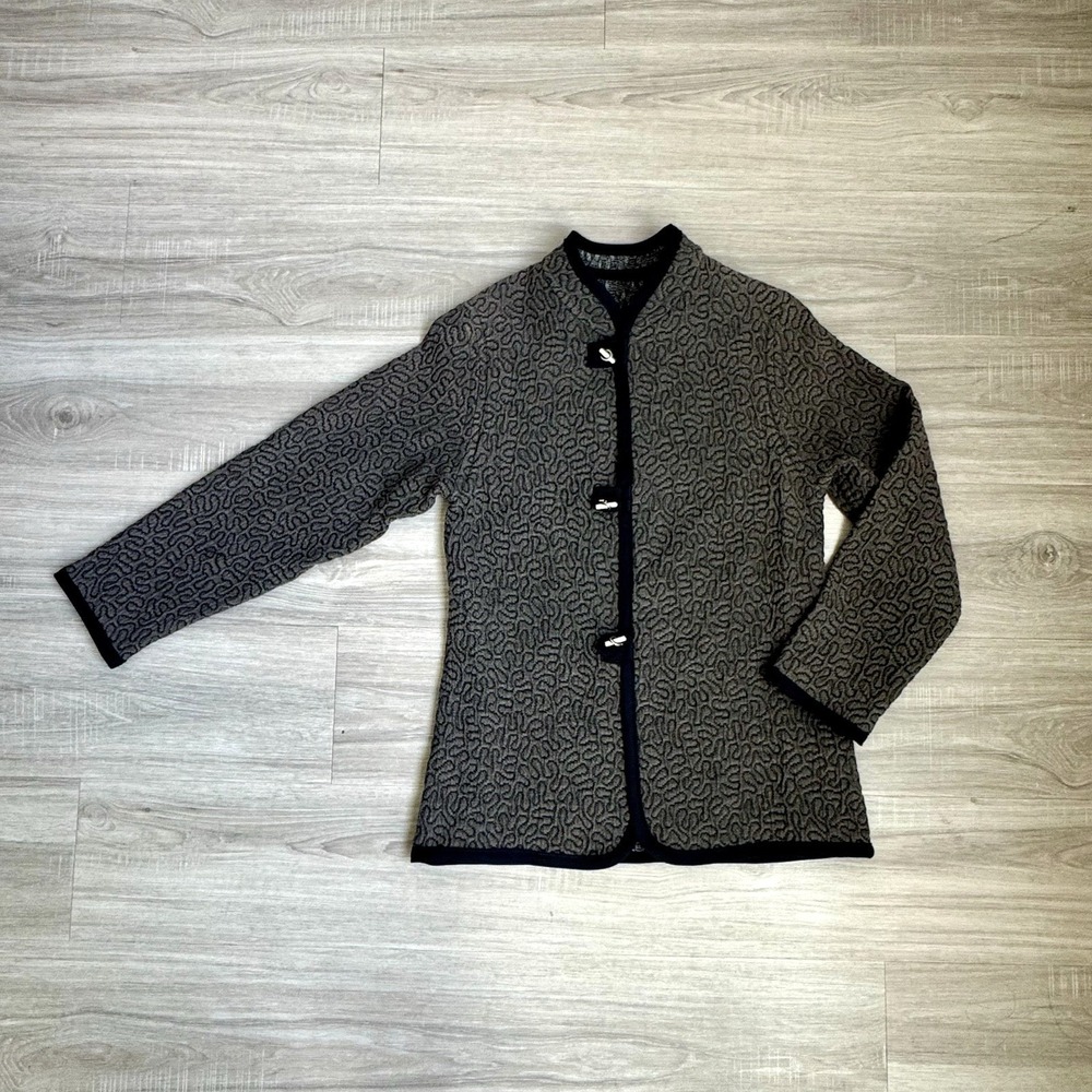 Black Brown Textured Swirl Structured Jacket S Lagen Art to Wear Business Global